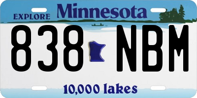 MN license plate 838NBM