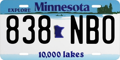 MN license plate 838NBO