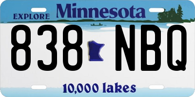 MN license plate 838NBQ