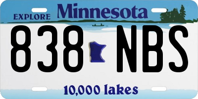 MN license plate 838NBS