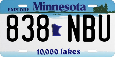 MN license plate 838NBU