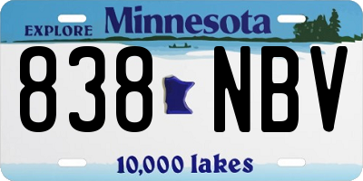 MN license plate 838NBV
