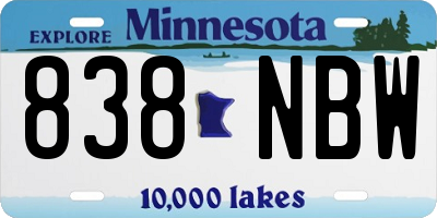 MN license plate 838NBW