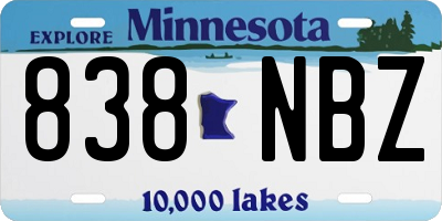 MN license plate 838NBZ
