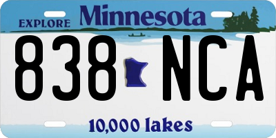 MN license plate 838NCA
