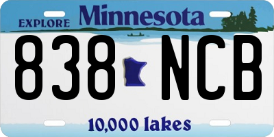 MN license plate 838NCB
