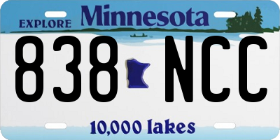 MN license plate 838NCC