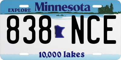 MN license plate 838NCE