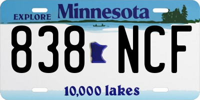 MN license plate 838NCF