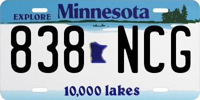MN license plate 838NCG