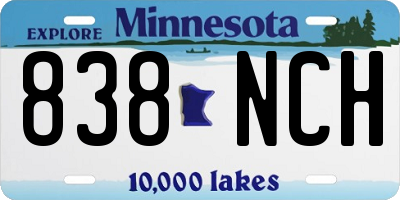 MN license plate 838NCH