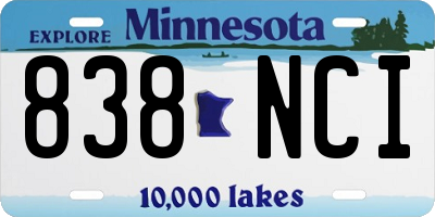 MN license plate 838NCI