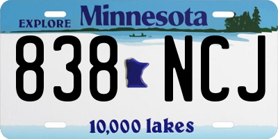 MN license plate 838NCJ