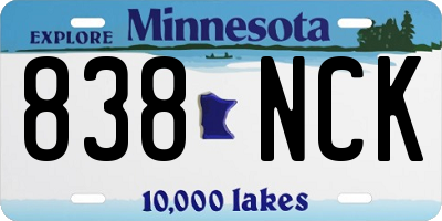 MN license plate 838NCK