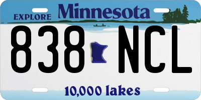 MN license plate 838NCL
