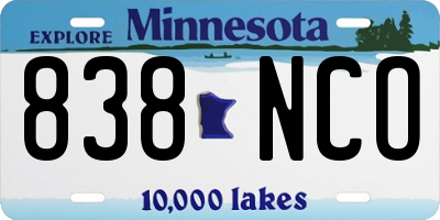 MN license plate 838NCO