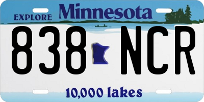 MN license plate 838NCR