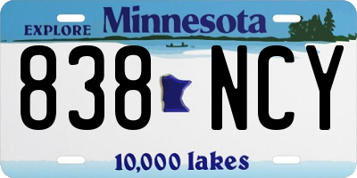 MN license plate 838NCY