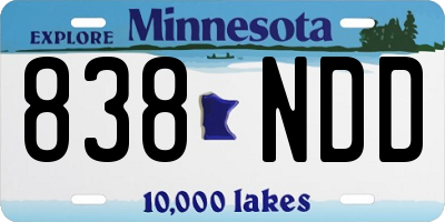 MN license plate 838NDD