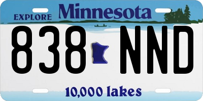 MN license plate 838NND