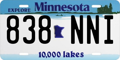 MN license plate 838NNI
