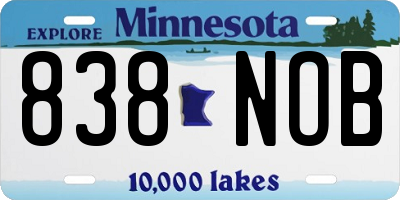 MN license plate 838NOB