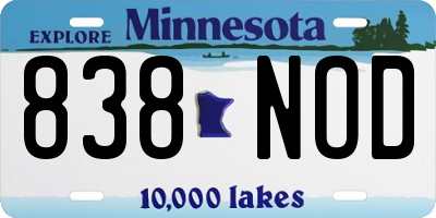 MN license plate 838NOD