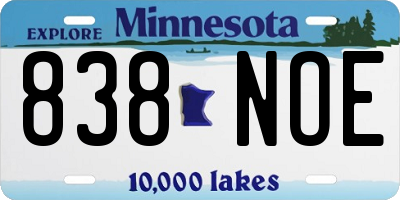 MN license plate 838NOE