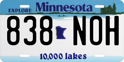 MN license plate 838NOH