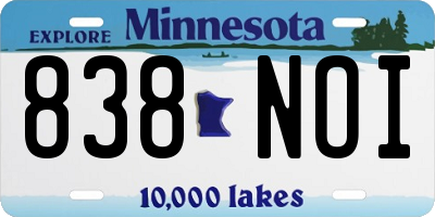 MN license plate 838NOI