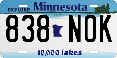 MN license plate 838NOK