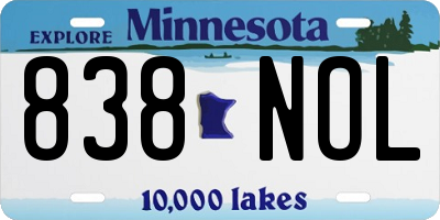 MN license plate 838NOL