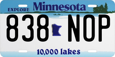 MN license plate 838NOP