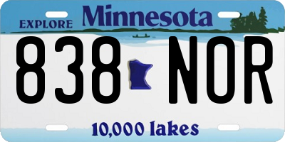 MN license plate 838NOR
