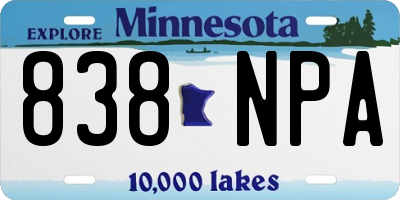 MN license plate 838NPA