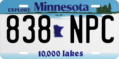 MN license plate 838NPC