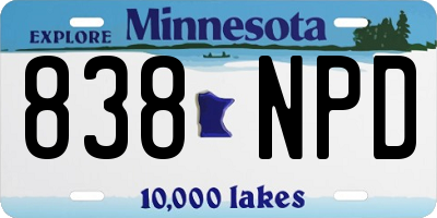 MN license plate 838NPD