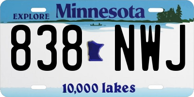 MN license plate 838NWJ