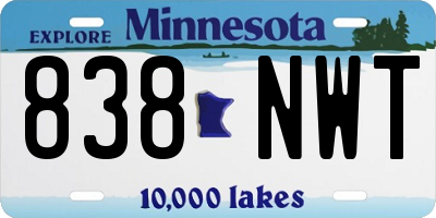 MN license plate 838NWT