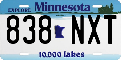 MN license plate 838NXT
