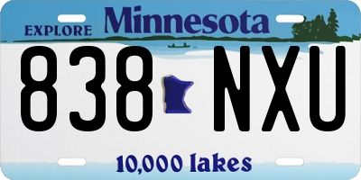 MN license plate 838NXU