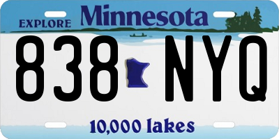 MN license plate 838NYQ