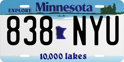 MN license plate 838NYU