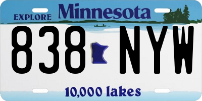 MN license plate 838NYW