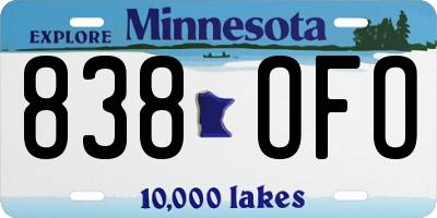 MN license plate 838OFO