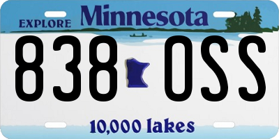 MN license plate 838OSS