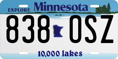 MN license plate 838OSZ