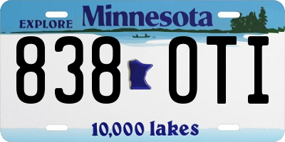 MN license plate 838OTI