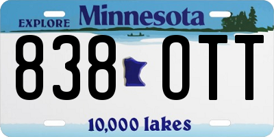 MN license plate 838OTT