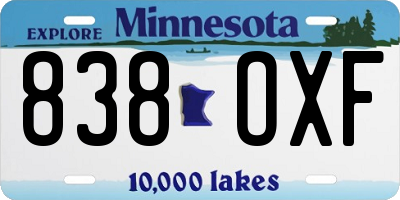 MN license plate 838OXF